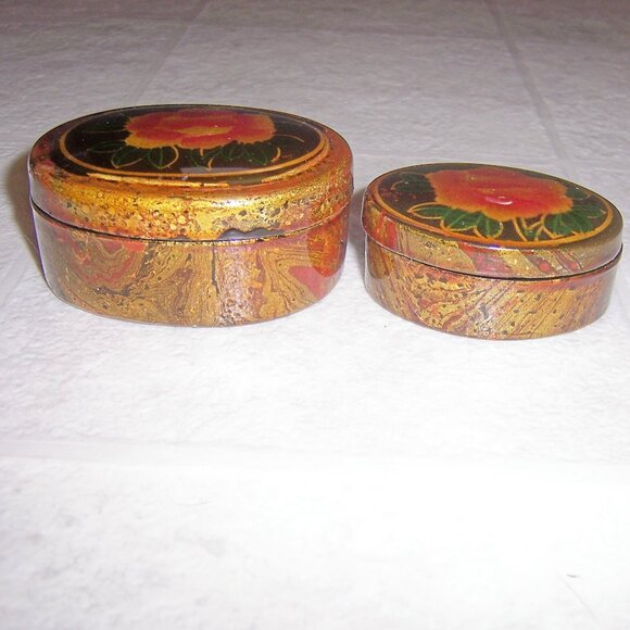 Vintage Floral Nesting Trinket Boxes Set of 2 - Picture 2 of 2